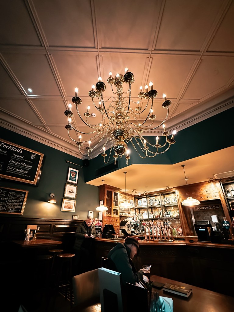 The chandelier in Blackbird Pub in Earl's Court